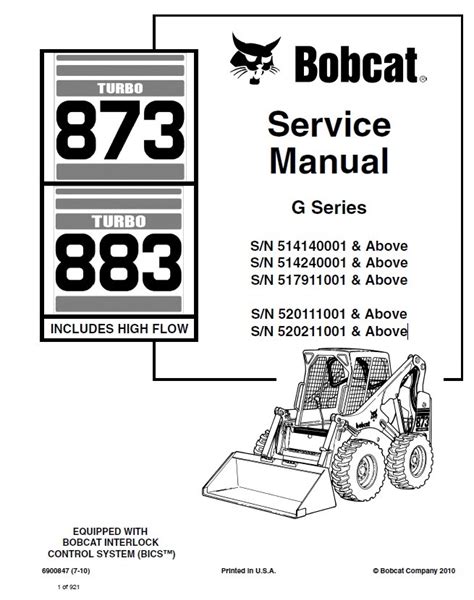 873 bobcat skid steer service manual|873g bobcat specs.